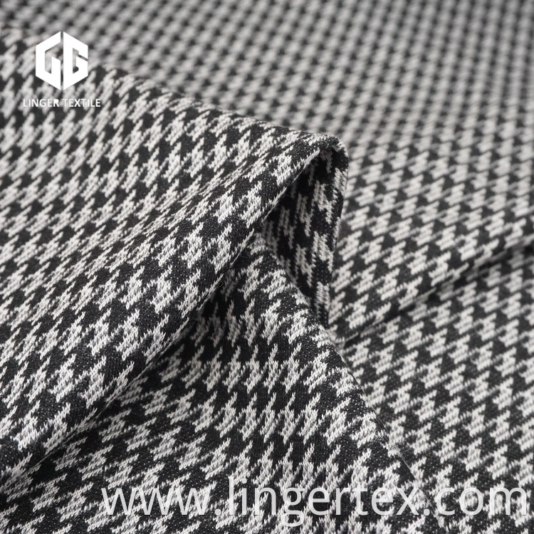 Cotton Nylon Polyester Houndstooth Jacquard Fabric for Knit Clothes